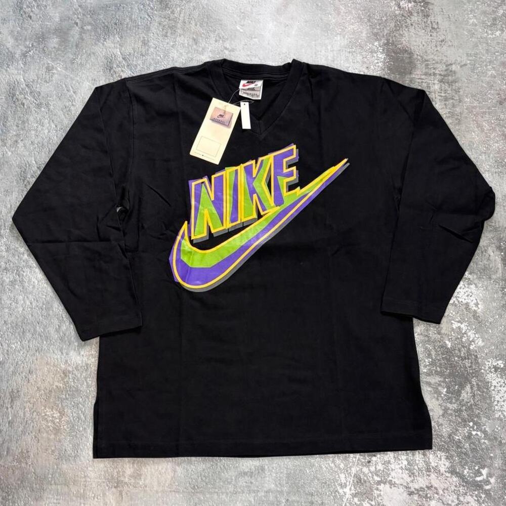 Vintage 90s NOS Nike T Shirt! NWT Black Green & Purple